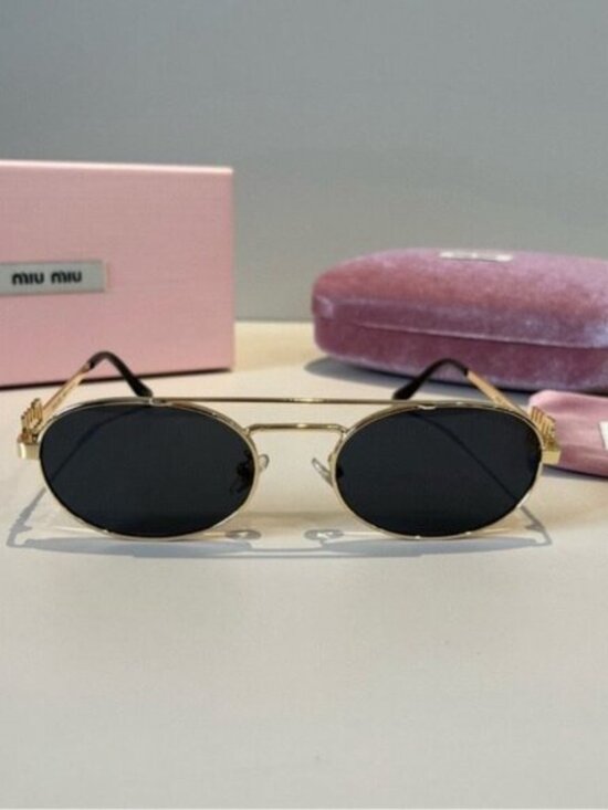 Miu Miu Gold Sunglasses with Black Lenses main image 4